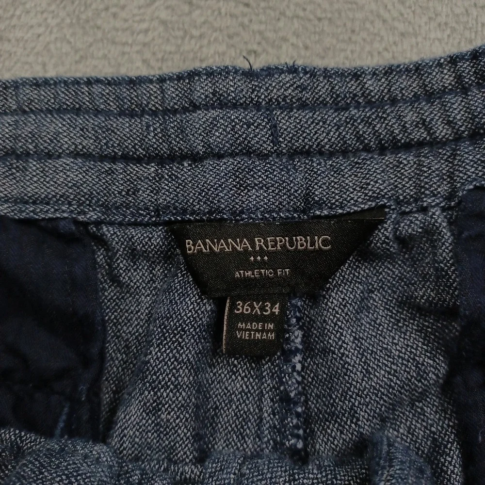 Banana Republic Pants Mens 36x28 Blue Linen Blend Jogger Drawstring Preppy